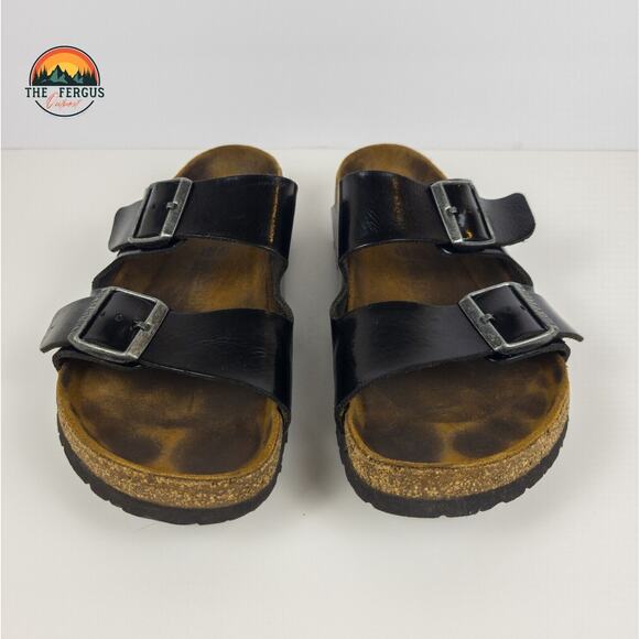 Birkenstock Black Patent Leather Arizona Two Strap Sandals Shoe Womens 9.5 UK 40 - Picture 2 of 16